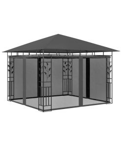 vidaXL Gazebo da Giardino con Zanzariera e Luci LED - Antracite - 3x3x2.73 m