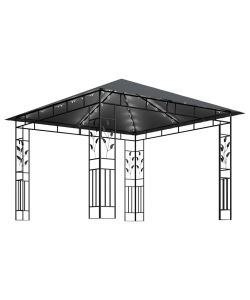 vidaXL Gazebo da Giardino con Zanzariera e Luci LED - Antracite - 3x3x2.73 m
