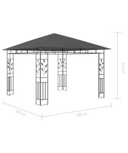 vidaXL Gazebo da Giardino con Zanzariera e Luci LED - Antracite - 3x3x2.73 m