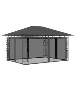 Gazebo con Zanzariera e Luci LED 4x3x2,73 m Antracite