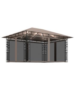 Gazebo con Zanzariera Luci LED 4x3x2,73 m Grigio Talpa