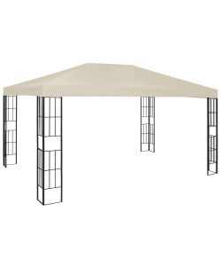 Gazebo con Stringa di Luci LED 3x4 m Crema