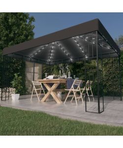 Gazebo con Stringa di Luci LED 3x4 m Antracite