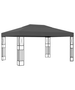 Gazebo con Stringa di Luci LED 3x4 m in Tessuto Antracite