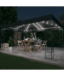Gazebo con Stringa di Luci LED 3x4 m in Tessuto Antracite