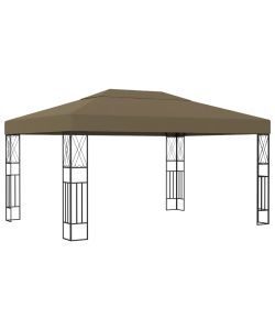 Gazebo con Luci a Stringa LED 3x4 m in Tessuto Grigio Talpa