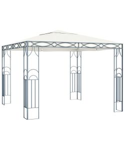 Gazebo con Stringa di Luci LED 300x300 cm Crema