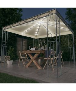 Gazebo con Stringa di Luci LED 300x300 cm Crema
