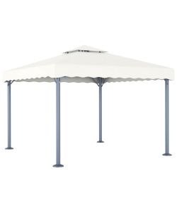 Gazebo con Stringa di Luci LED 300x300 cm Crema in Alluminio