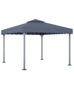 Gazebo con Stringa di Luci LED 300x300 cm Antracite Alluminio