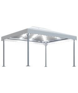 Gazebo con Stringa di Luci LED 400x300 cm Crema in Alluminio