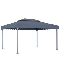 Gazebo con Pareti e Luci LED 400x300 cm Antracite in Alluminio