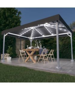 Gazebo con Pareti e Luci LED 400x300 cm Antracite in Alluminio