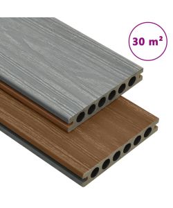 Listoni Decking WPC con Accessori Marroni e Grigi 30 mq 2,2 m