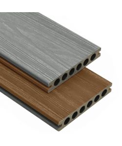 Listoni Decking WPC con Accessori Marroni e Grigi 30 mq 2,2 m