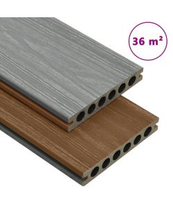Listoni Decking WPC con Accessori Marroni e Grigi 36 mq 2,2 m