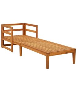 Lettino Prendisole con Cuscini Bianco Crema in Acacia Massello