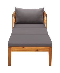 Lettino Prendisole con Cuscini Grigio Scuro in Massello Acacia