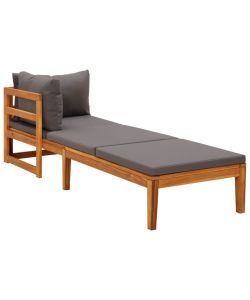 Lettino Prendisole con 1 Bracciolo Grigio Scuro Massello Acacia