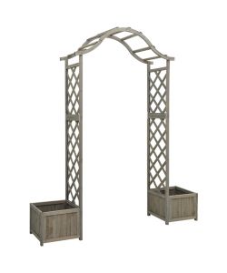 Pergola da Giardino con Fioriera Grigio Legno Massello di Abete