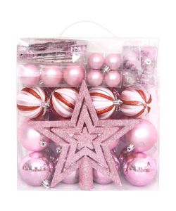 Set Addobbi di Natale 65 pz Rosa/Rosso/Bianco