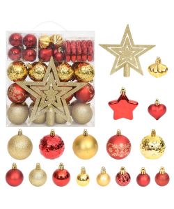 Set Addobbi di Natale 70 pz Oro e Rosso