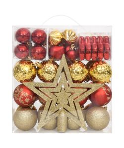 Set Addobbi di Natale 70 pz Oro e Rosso