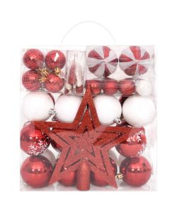Set Addobbi di Natale 64 pz Rosso e Bianco