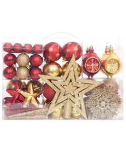Set Addobbi di Natale 108 pz Oro e Rosso