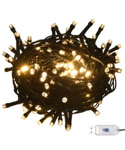 Set con 120 Palline di Natale Punta e 300 Luci LED Oro e Bronzo