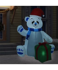 Orso Polare Gonfiabile Natalizio con LED Interni Esterni 2,4 m