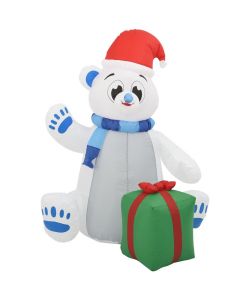 Orso Polare Gonfiabile Natalizio con LED Interni Esterni 2,4 m