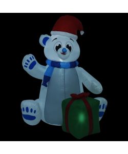 Orso Polare Gonfiabile Natalizio con LED Interni Esterni 2,4 m