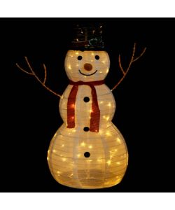 Figura Natalizia Pupazzo di Neve a LED Tessuto Pregiato 90 cm