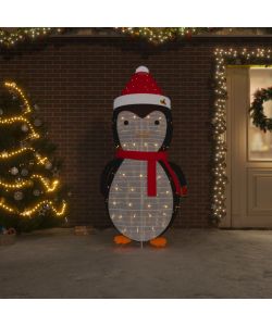 Figura Decorativa Pinguino Natale con LED Tessuto Lusso 180cm