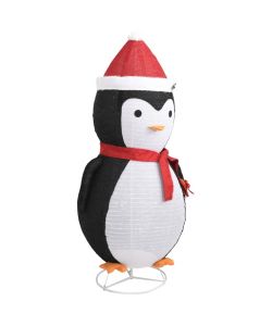 Figura Decorativa Pinguino Natale con LED Tessuto Lusso 180cm