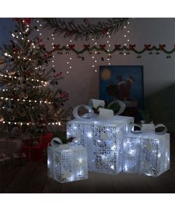 Scatole Regalo Decorative Natale 3pz Argento da Esterno Interni