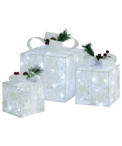 Scatole Regalo Decorative Natale 3pz Argento da Esterno Interni
