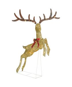 Decorazione Natalizia Renna Volante 120 LED Oro e Bianco Caldo