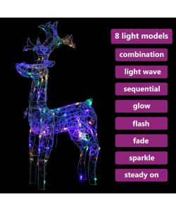 Renne e Slitta Decorazione Natale 90 LED 60x16x100 cm Acrilico