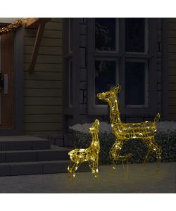 Famiglia di Renne di Natale 160 LED Bianco Caldo in Acrilico