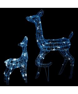 Famiglia di Renne di Natale 160 LED Bianco Freddo in Acrilico