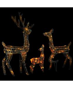 Famiglia di Renne di Natale 300 LED Colorate in Acrilico