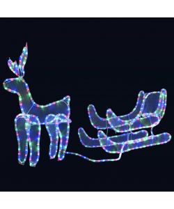 Decorazione Luminosa Natalizia Slitta e Renna con Rete 432 LED