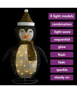 Figura Decorativa Natalizia Pinguino LED Tessuto Pregiato 120cm