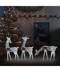 vidaXL Ornamenti Natalizi - Famiglia di Renne Luminose - Bianco Freddo