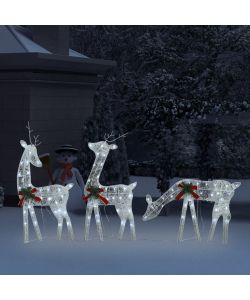 vidaXL Ornamenti Natalizi - Famiglia di Renne Luminose - Bianco Freddo