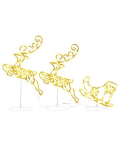 Decorazione Slitta Renne in Acrilico 260x21x87cm Bianco Caldo