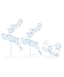 Decorazione Slitta Renne in Acrilico 260x21x87cm Bianco Freddo