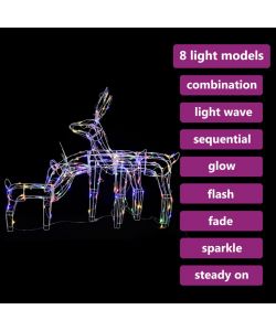 Decorazione di Natale a Forma di Renne di Luce 3 pz 229 LED